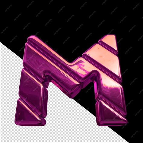 Premium PSD | 3d symbol made of purple diagonal blocks letter m