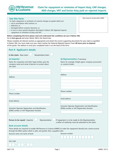 2012 Form UK HMRC C&E1179 Fill Online, Printable, Fillable, Blank ...