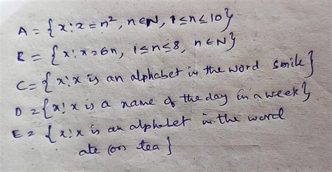 (5) Write the following sets using rule method.(i) A = { 1, 4, 9, 16 ...