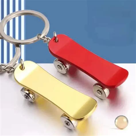 Rolling Radness Revolving Skateboard Keychain