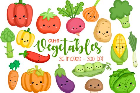 Vegetables Clipart - Food Clip Art Graphic by Inkley Studio · Creative ...