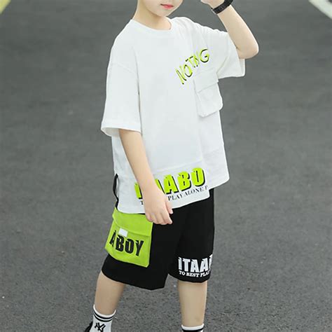 2 Pieces Kids Boys T-shirt & Shorts Clothing Set Outfit Graphic Letter ...