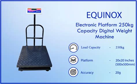 EQUINOX Electronic Platform Weighing Scale 250kg Capacity 20g Accuracy ...