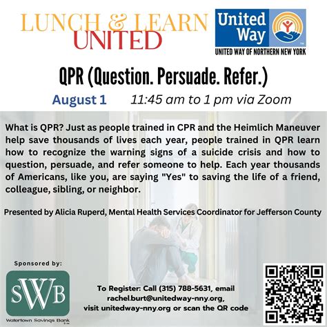 Lunch & Learn UNITED: QPR Training - United Way of NNY