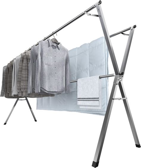 Amazon.com: MrToNo Clothes Drying Rack 95 Inches Folding Outdoor Indoor ...