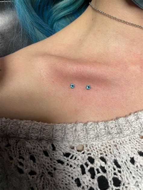 Collar bone dermals! in 2025 | Collar bone piercing, Piercings unique ...