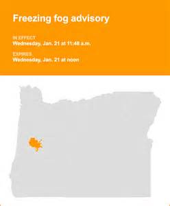 Update: Freezing fog advisory for Lane County Lowlands Wednesday midday ...