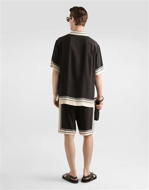 Logo and stripe-print hawaii shirt in Multicolor for Men | Dolce&Gabbana®