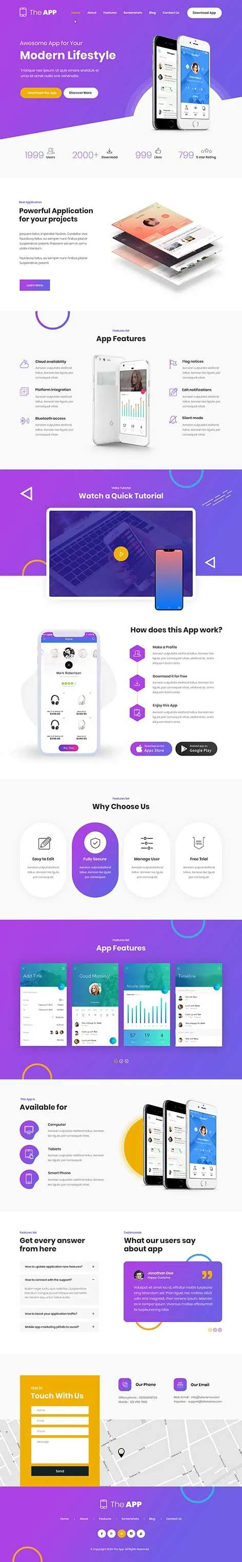 App Store WordPress theme for mobile apps showcase websites