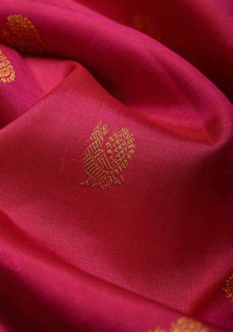 Rani Pink Dual Tone Pure Kanjivaram Silk Saree with Zari Buttas and Co ...