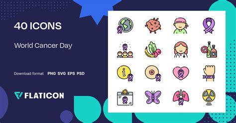 World Cancer Day Icon Pack | Lineal color | 40 .SVG Icons