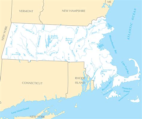 Massachusetts Rivers And Lakes - Mapsof.Net