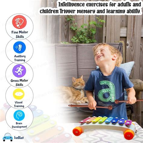 Xylophone for Kids - Pull Along Toys, Musical Xylophone with Wheels fo ...