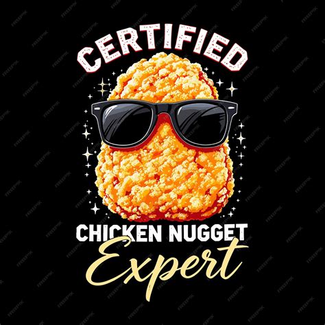 Certified chicken nugget expert with sunglasses | Premium Vector