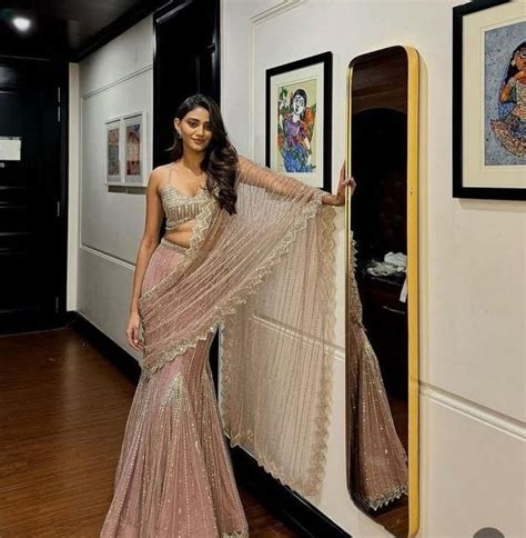 Champagne & Sequin Ready to Wear Lehenga Saree – Lehenga Bazaar