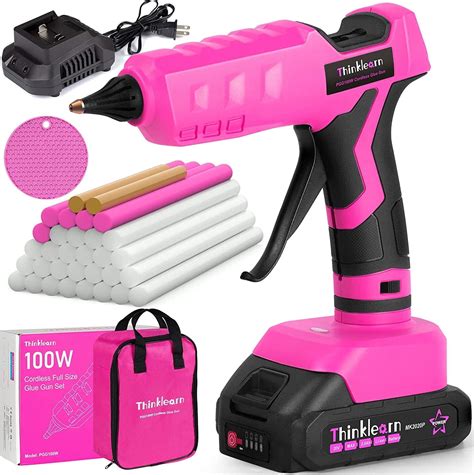 Crafting Multi Kit: 20V Pink Cordless Hot Glue Gun with 30 PCS Full ...