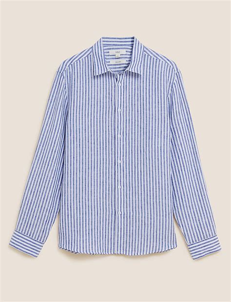 Buy Pure Linen Striped Shirt at Marks & Spencer