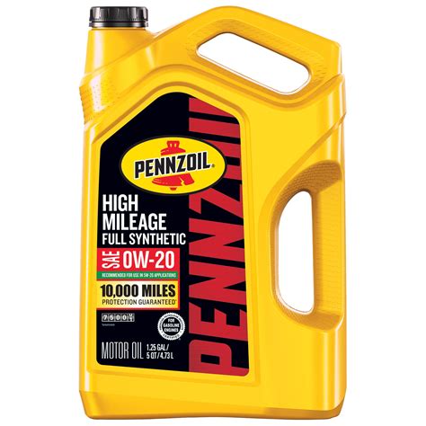 Pennzoil High Mileage Full Synthetic 0W-20 Motor Oil 5 Quart | AutoZone