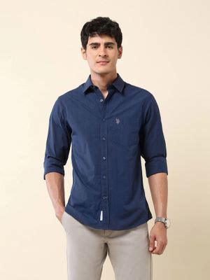 Buy U.S. POLO ASSN. Men Blue Stripes Casual Shirt (L) Online