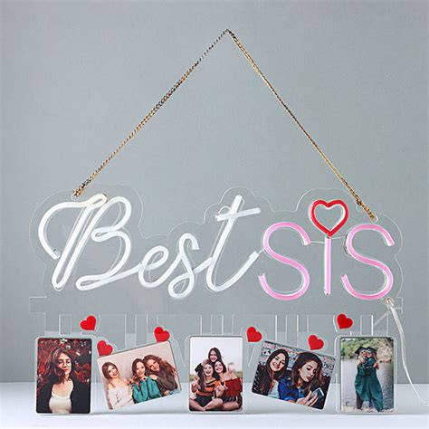 Best Sis Neon Light Wall Hanging with 5 Personalized Frames ...