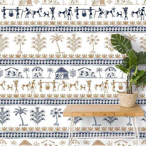 Indian Warli Art Wallpaper Design for Walls | lifencolors – Life n Colors