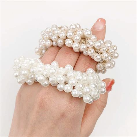 APSAMBR-Fashion Woman Big Pearl Hair Ties Korean Style Hairband ...