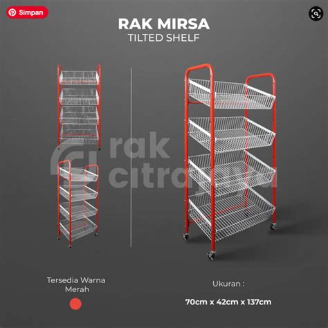 RAK JAJANAN WARUNG TIPE MIRSA 4 SUSUN KERANJANG, WARNA MERAH