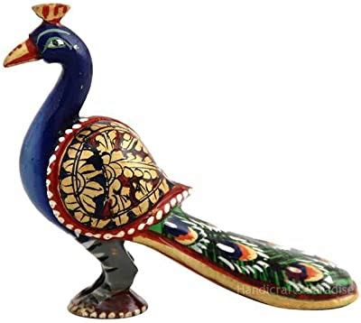 Buy Handicrafts Paradise Wooden Hand Painted Peacock Showpiece for Home ...