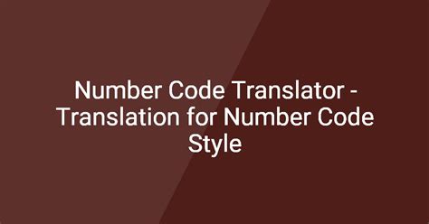Number Code Translator 的图像结果