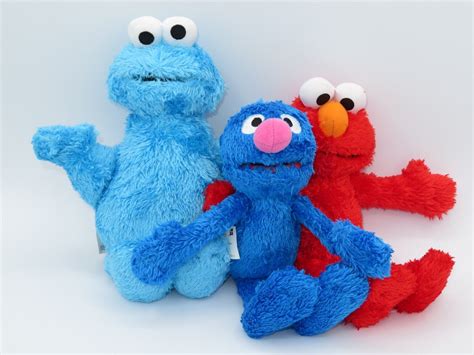 Sesame Street Plush Elmo Grover Cookie Monster Hasbro Stuffed Animal ...
