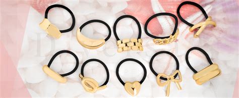 Diversa Metal Ponytail Hair Cuffs for Girls & Women, Glossy Elastic ...