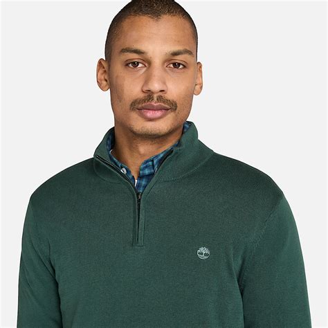 Williams River Quarter-Zip Jumper for Men in Dark Green