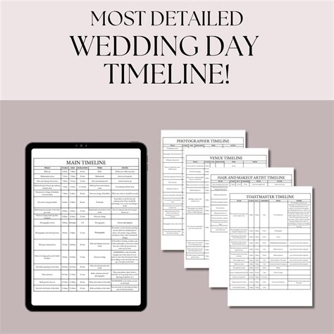 Detailed Wedding Day Timeline Template | Main, Photographer, Venue ...