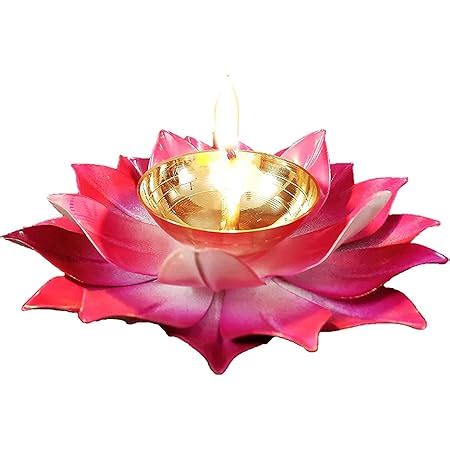 Buy R.S. Handicraft Lotus Flower Diyas for Puja, Decor Stand Diya for ...