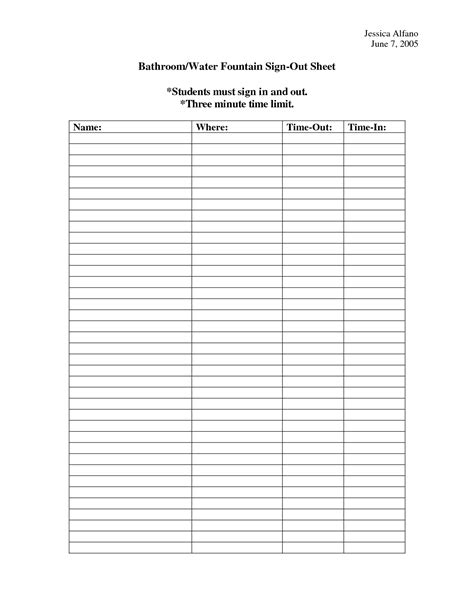 Bathroom+Sign+Out+Sheet+Template | Sign out sheet, Printable bathroom ...