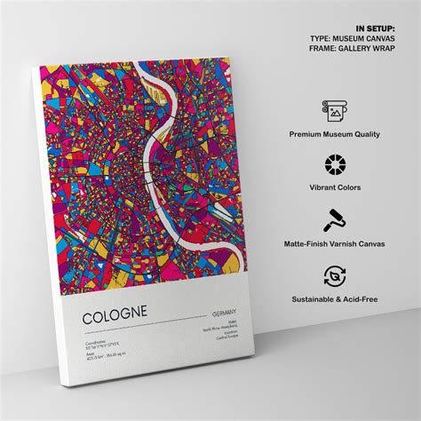 Road Map of Cologne: Buy Premium Framed Old & Modern Map Art Prints ...