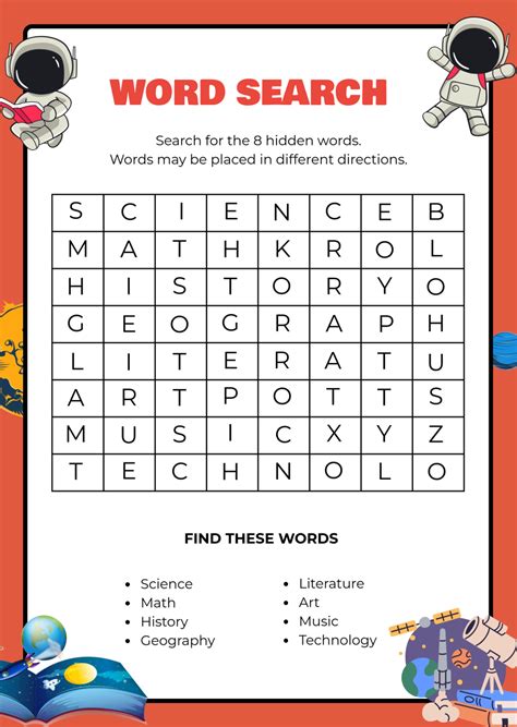 Word Search Printable Pdf Template