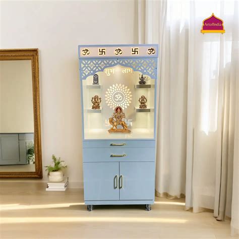 ARTOFINDIA Elegant White Designer Wooden Mandir (Shubh-Labh, Swastik ...