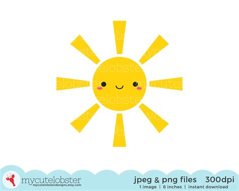 Happy Sun Single Clipart Sun Clipart Sunshine Clipart Cute - Etsy India