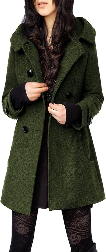 Overcoat For Women Tanming Womens Elegant Notched Collar Button Wool ...