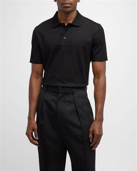 Loewe Men's Pique Contrast-Collar Polo Shirt | Neiman Marcus