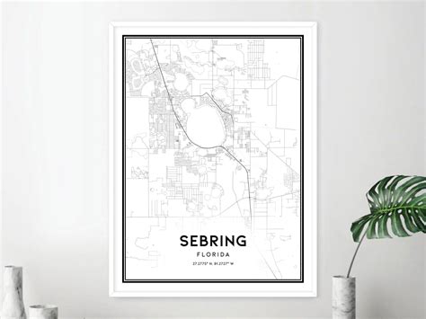 Sebring Map Print Sebring Map Poster Wall Art Fl City Map - Etsy