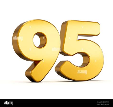 3d illustration of golden number ninety five or 95 isolated on white ...