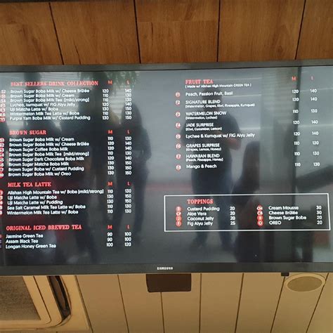 Menu at Alishan at The Alley, Makati