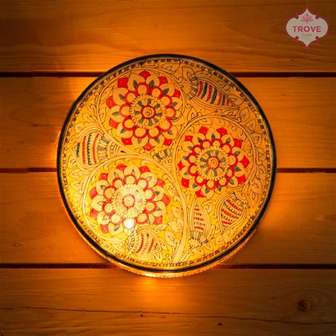 Hand-painted in Tholu Bommalata style - WALL LAMP – Trove Craft India