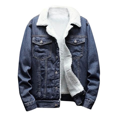Stamzod Jean Jacket for Men Casual Winter Sherpa Denim Jackets Fashion ...
