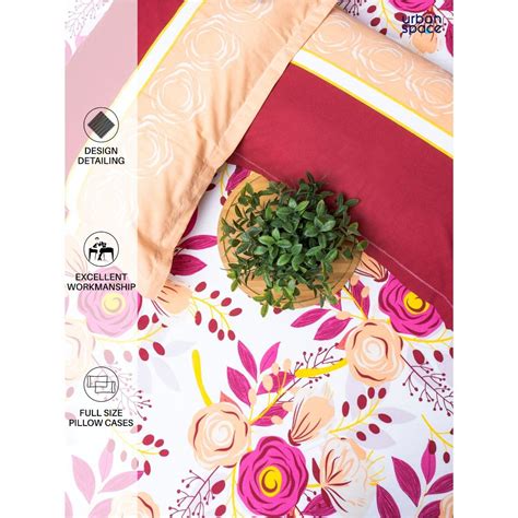 Buy Urban Space Cotton Bedsheet Double Bed with 2 Pillow Covers - Earth ...