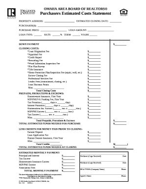 Buyer's Cost Estimate & Estimated Seller's Net Proceeds Worksheet Doc ...