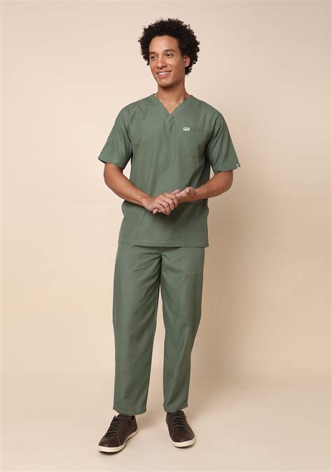 Buy Classic Men's 5-Pocket Active (Olive) Scrub Online – Knya