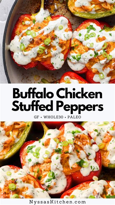Buffalo Chicken Stuffed Peppers - Dairy Free & Low Carb | Recipe ...